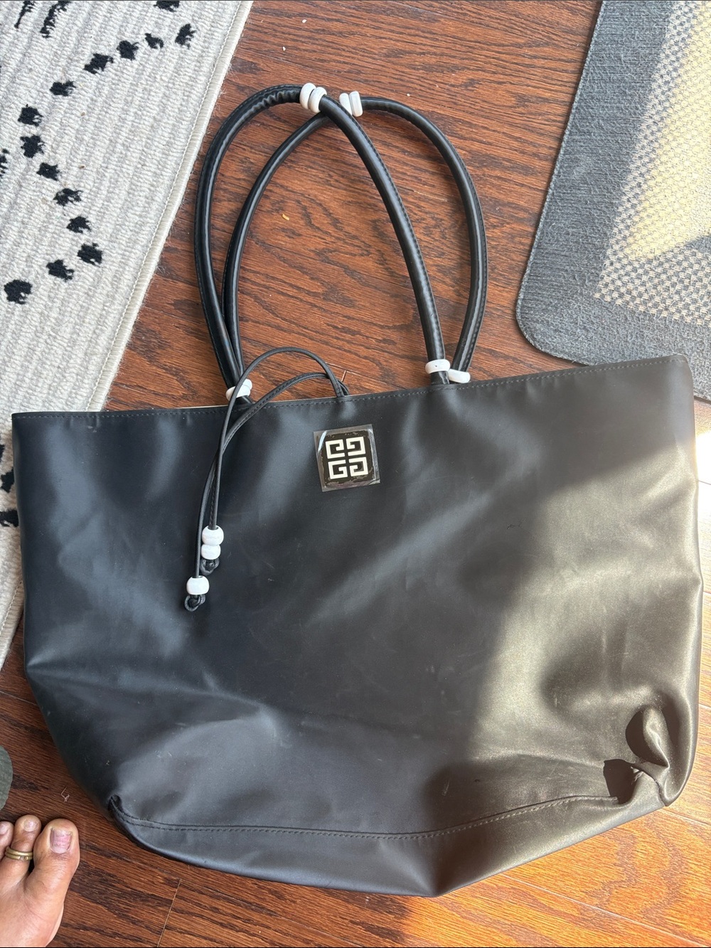 Givenchy Black Leather Tote with Silver Logo